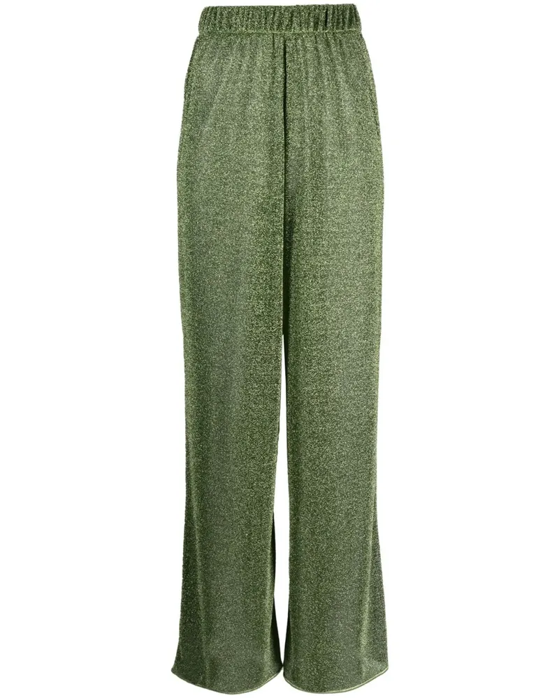 Oséree Lurex-detail High-waisted Trousers Green