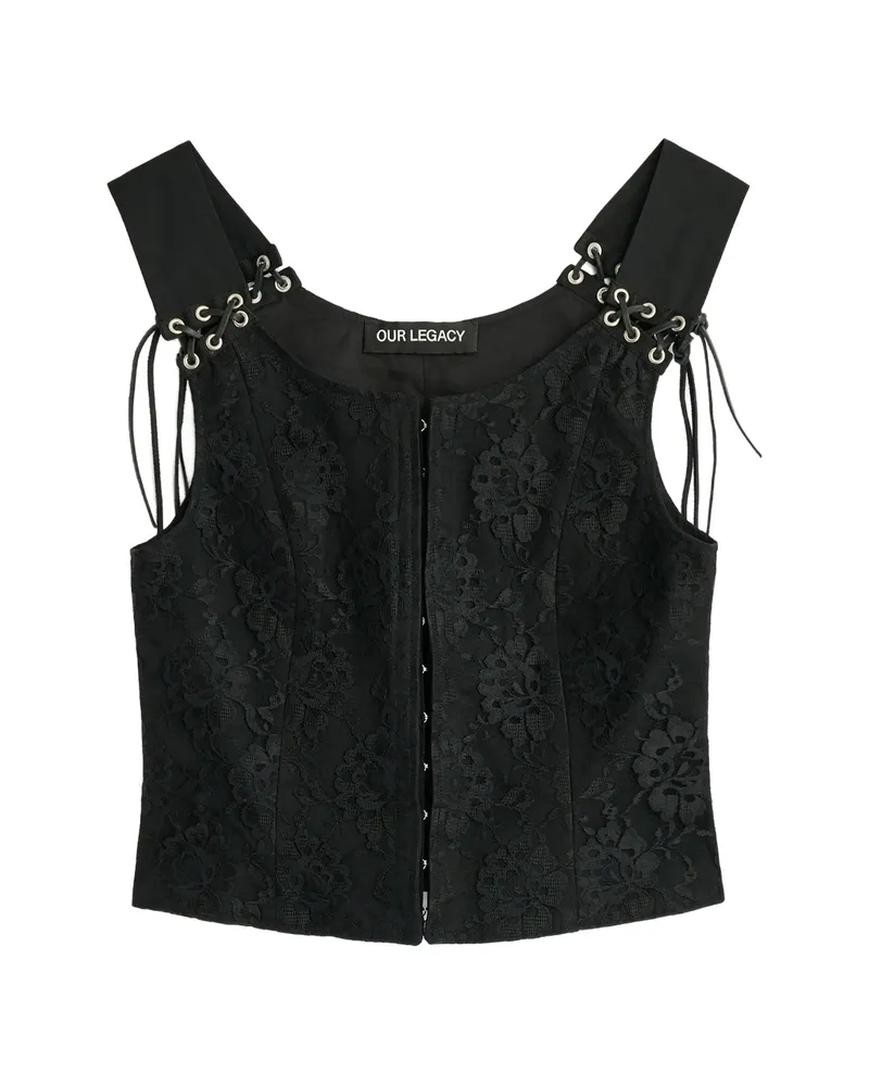 Our Legacy Tough Lace-overlay Eyelet-detail Vest Black