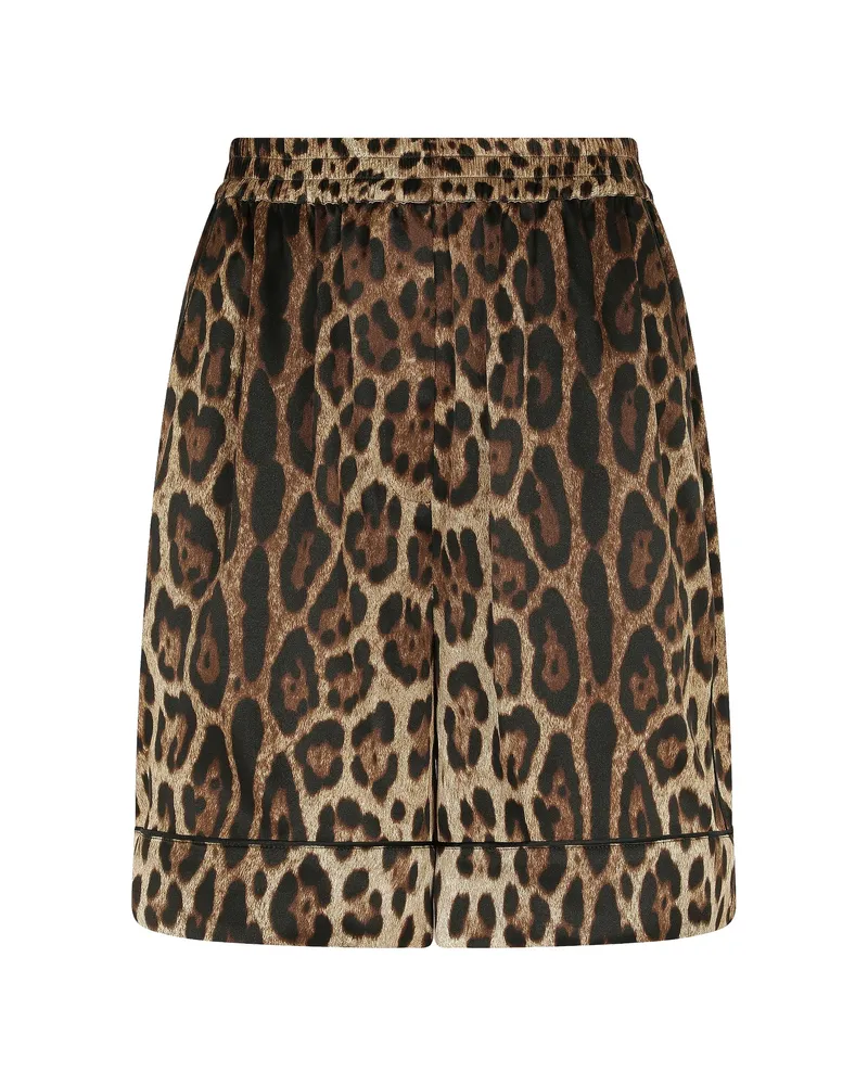 Dolce & Gabbana Leopard-print Silk Shorts Brown