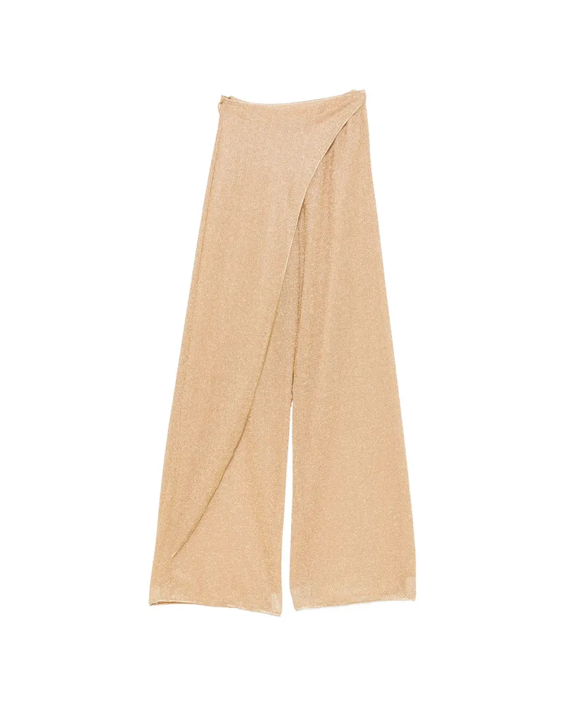 Oséree Bead-embellished Wrap-style Trousers Gold