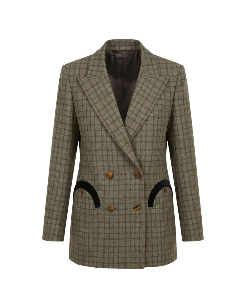 Blazé Milano Check-pattern Double-breasted Blazer Green