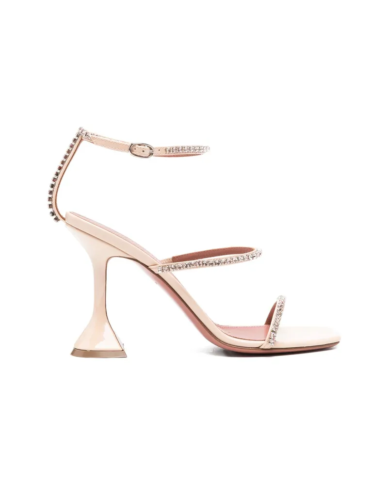 Amina Muaddi Gilda Crystal-embellished Ankle-strap Sandals Neutrals