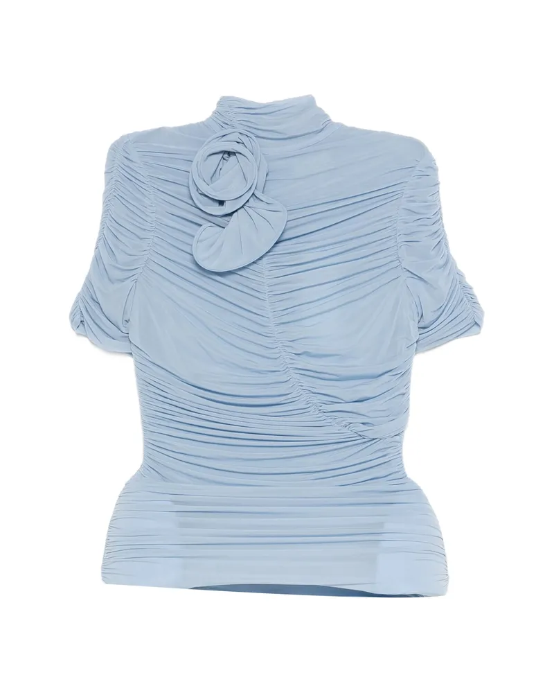 Magda Butrym Rosette Ruched Top Blue