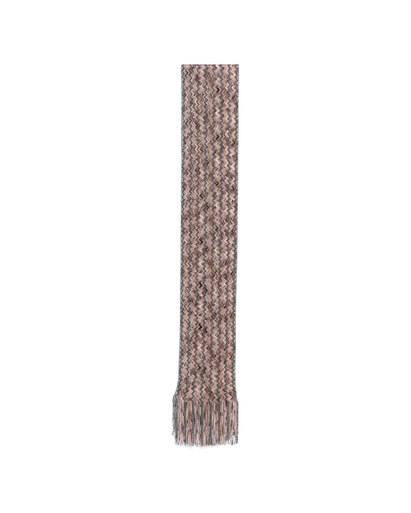 Missoni Zigzag-knit Fringed Scarf Grey