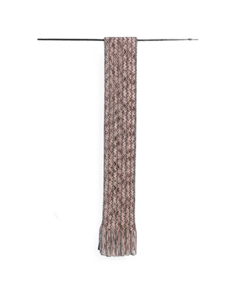 Missoni Zigzag-knit Fringed Scarf Grey