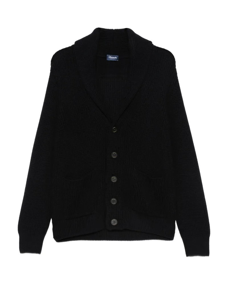 Drumohr  Ribbed-knit Shawl-collar Cardigan Blue