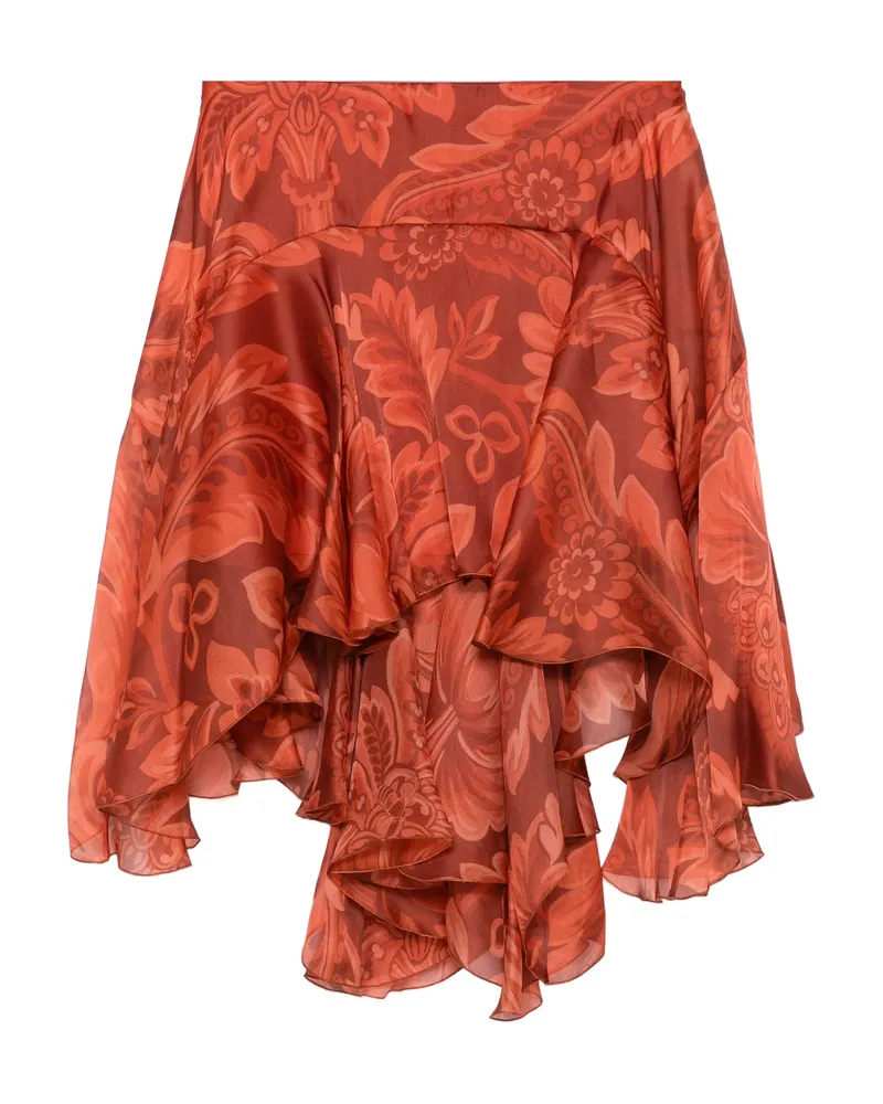 Etro Floral-print Ruffled Skirt Orange