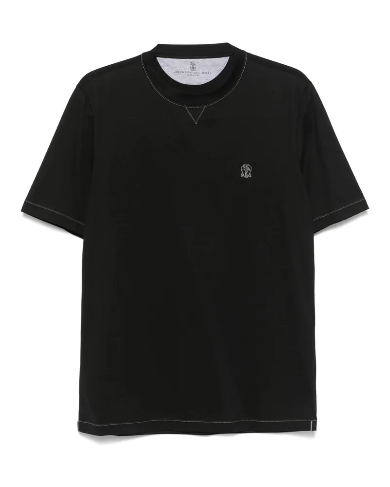 Brunello Cucinelli Embroidered-logo T-shirt Black