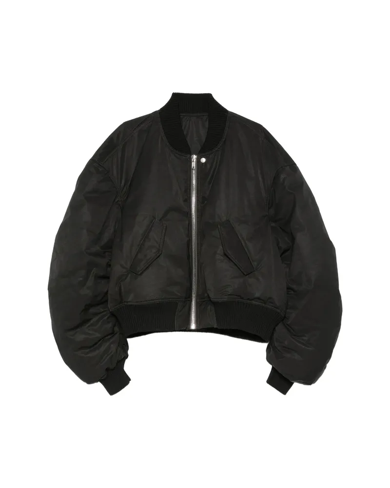 Rick Owens Secchia Flight Ruched-sleeve Bomber Jacket Black