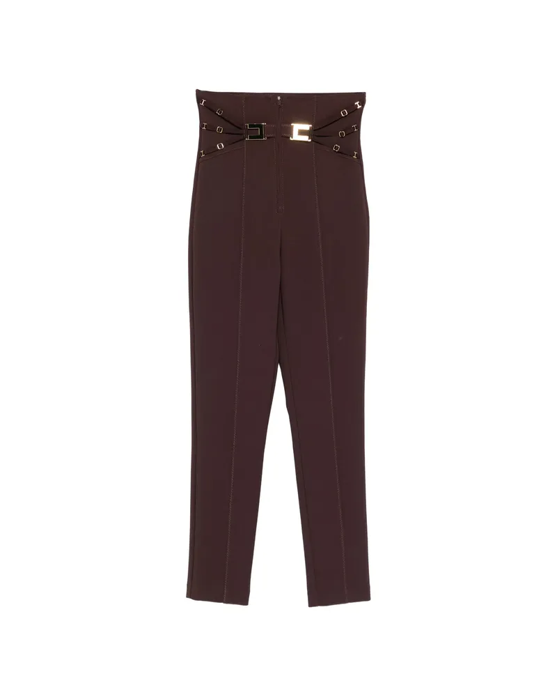 Elisabetta Franchi Buckle-detail Trousers Brown
