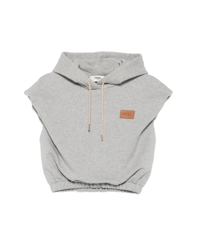 Fendi Logo-patch Sleeveless Hoodie Grey
