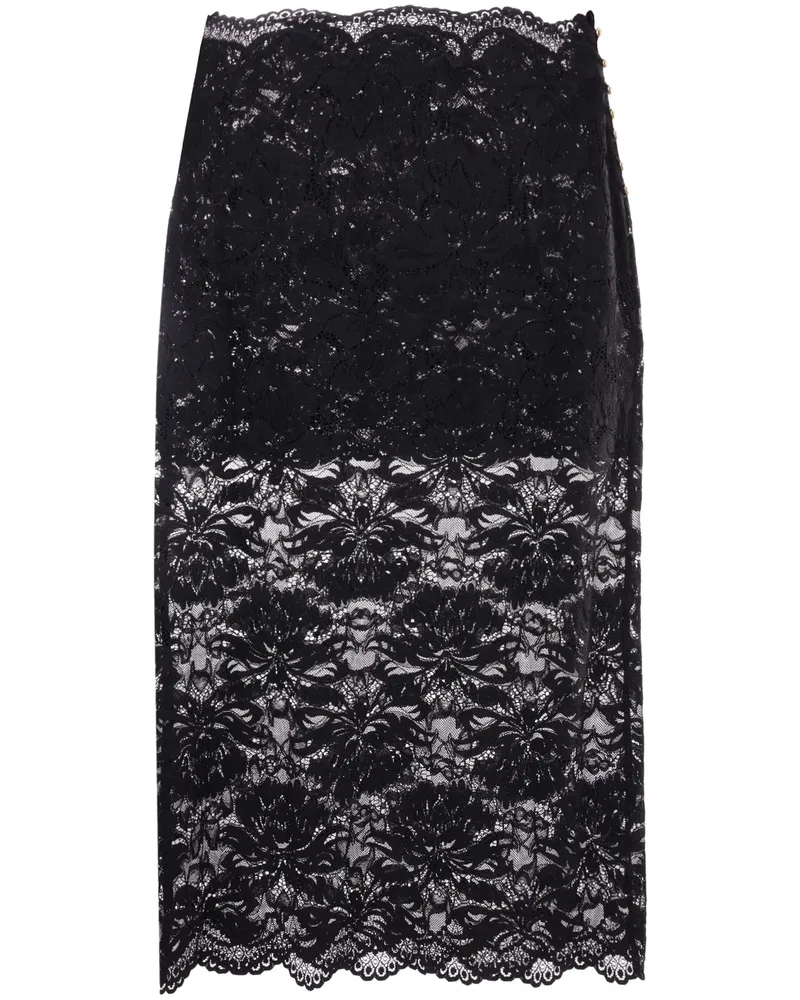 Paco Rabanne Floral-lace Sheer Skirt Black
