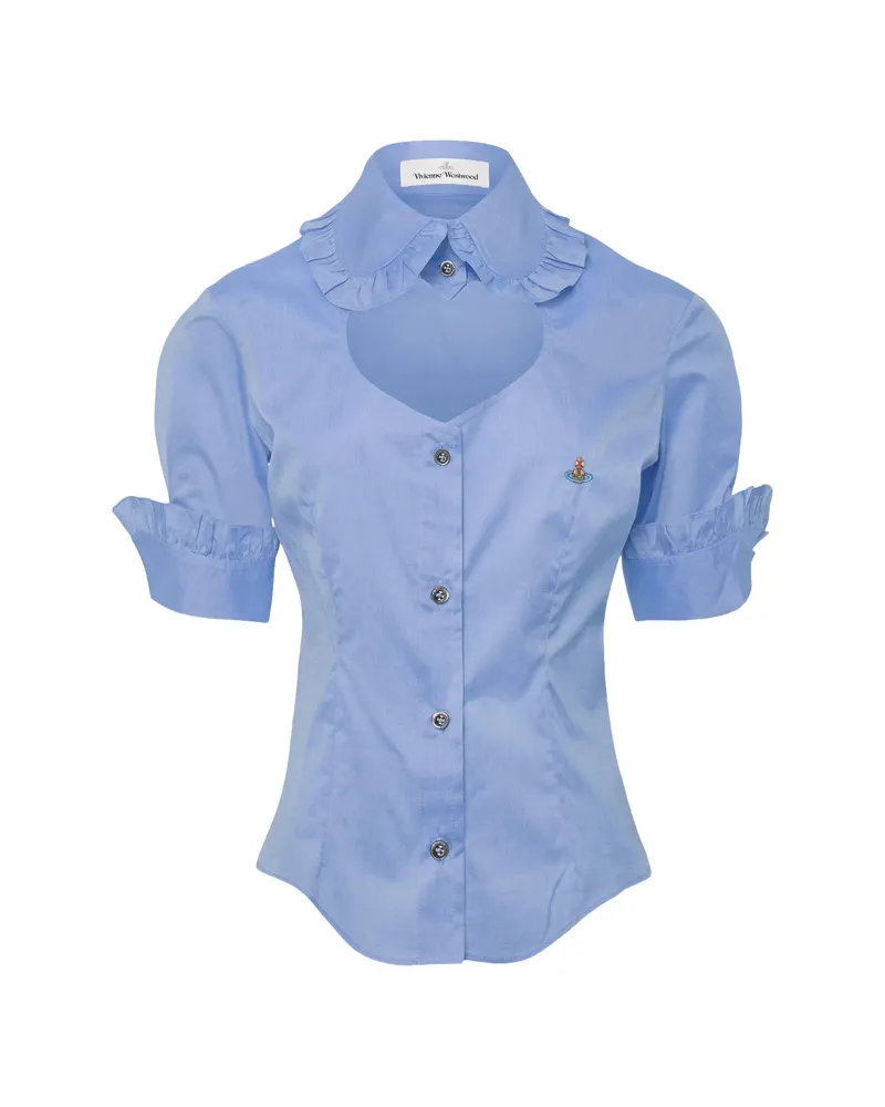 Vivienne Westwood Ruffled-detail Logo-embroidered Shirt Blue