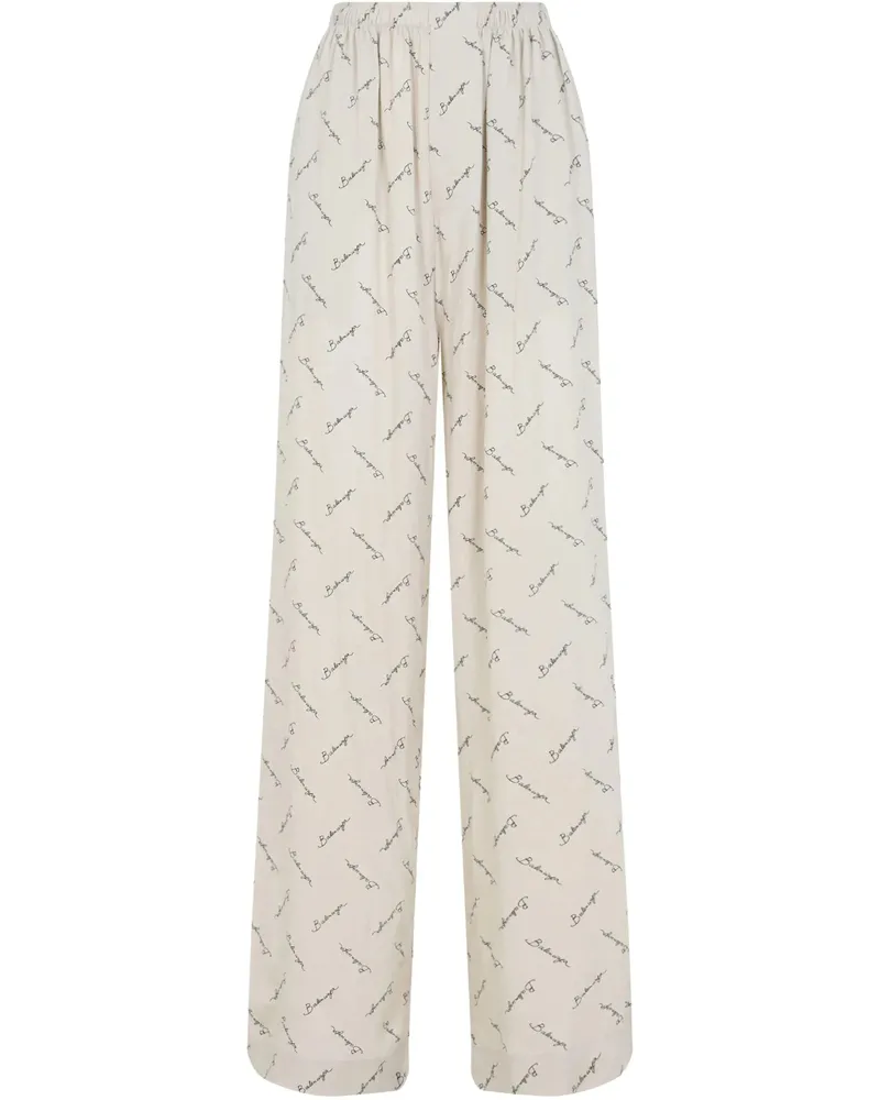 Balenciaga Printed Palazzo Pants Neutrals