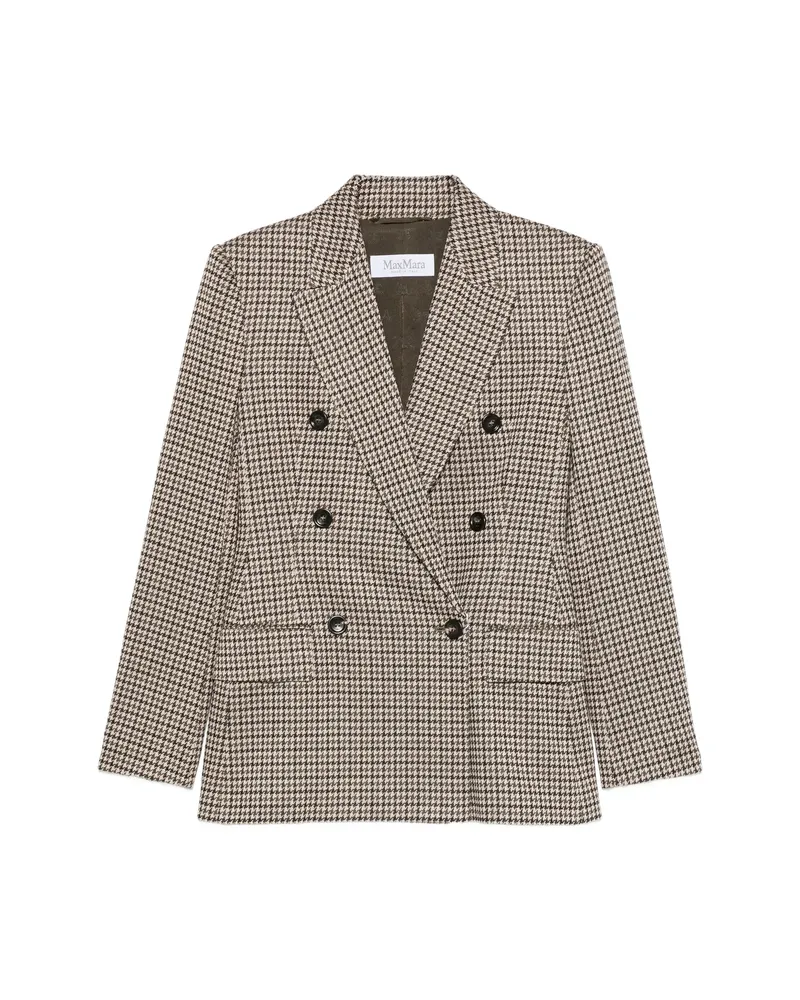 Max Mara Houndstooth Double-breasted Jacket Neutrals