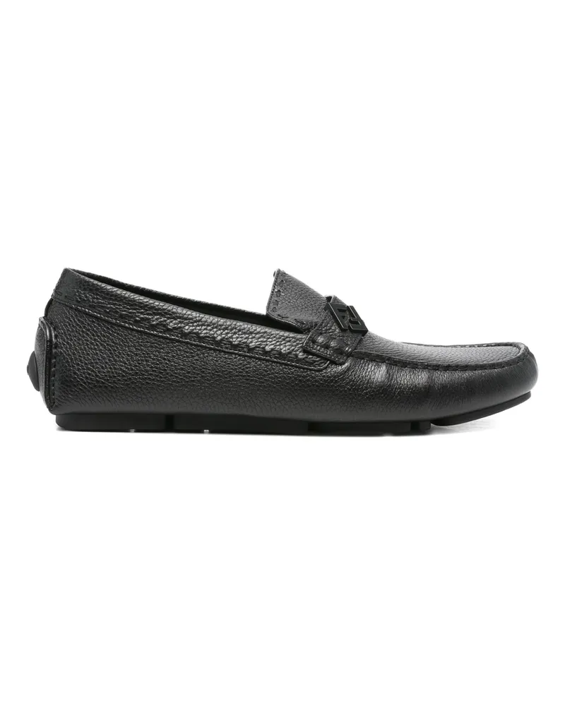 Fendi Leather Logo-plaque Loafers Black