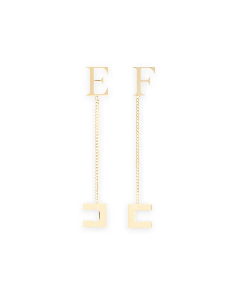 Elisabetta Franchi Chain Earrings With Logo Gold