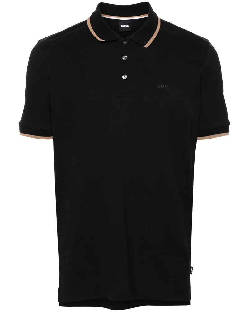 HUGO BOSS Logo-embroidered Cotton Polo Shirt Black