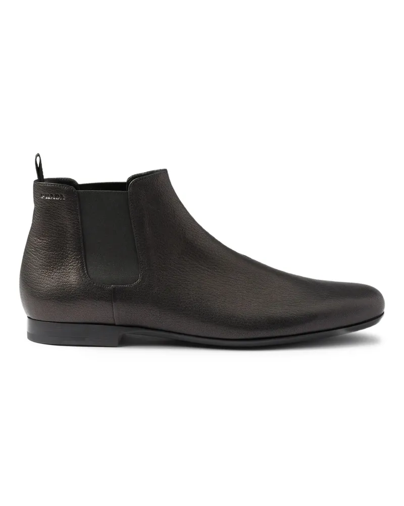 Prada Round-toe Leather Chelsea Boots Black