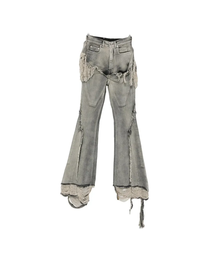 DRKSHDW by Rick Owens Fringe-trimmed Bootcut Jeans Grey