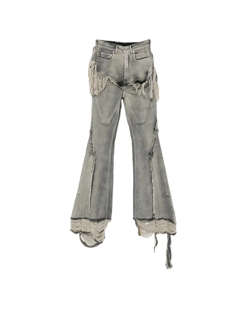 DRKSHDW by Rick Owens Fringe-trimmed Bootcut Jeans Grey