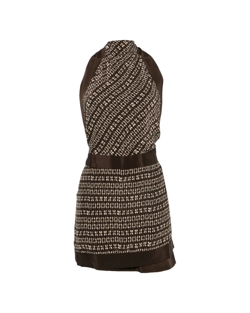 SIR Astrid Printed Halter-neck Mini Dress Brown