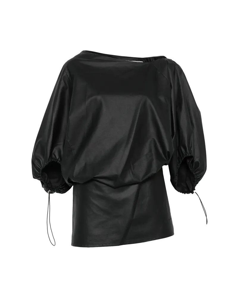 Alexander Wang Zip-neckline Balloon-sleeve Mini Dress Black