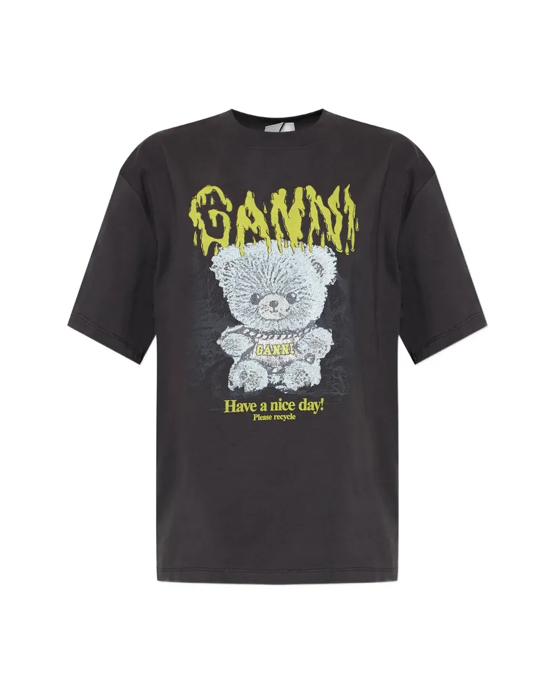 Ganni Forest Teddy T-shirt Black