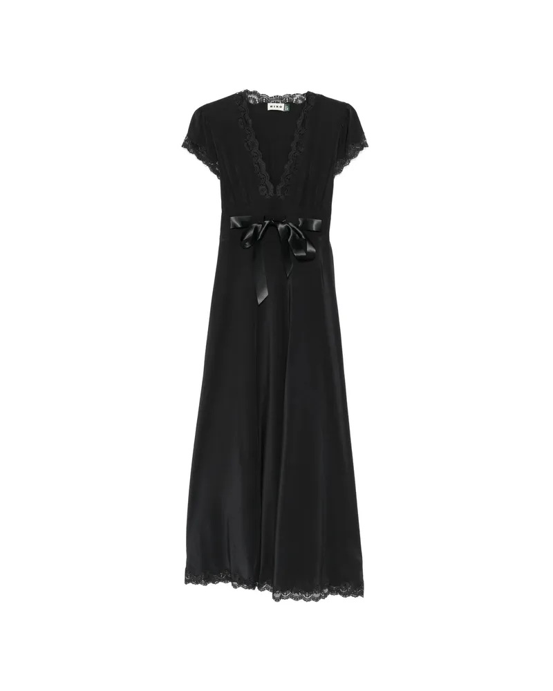 RIXO Marlice Lace-trimmed Bow-detail Maxi Dress Black