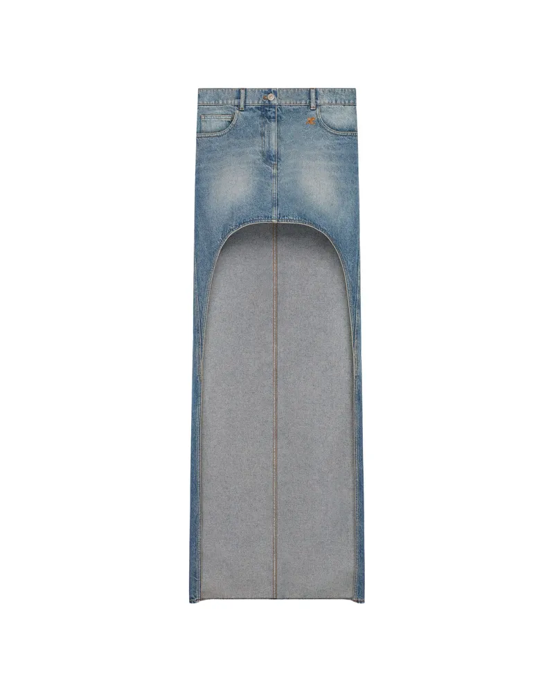 Courrèges Cut-out Button-fastening Long Skirt Blue
