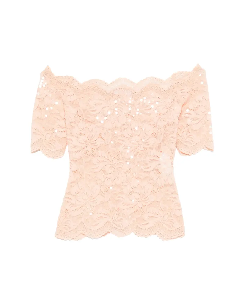 Paco Rabanne Lace Embellished Top Orange