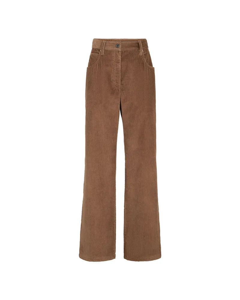 Brunello Cucinelli Cotton Corduroy Straight Five-pocket Trousers With Monili Brown