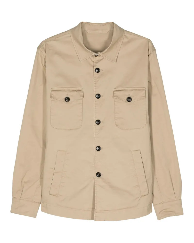MAZZARELLI Long-sleeve Cargo Shirt Neutrals