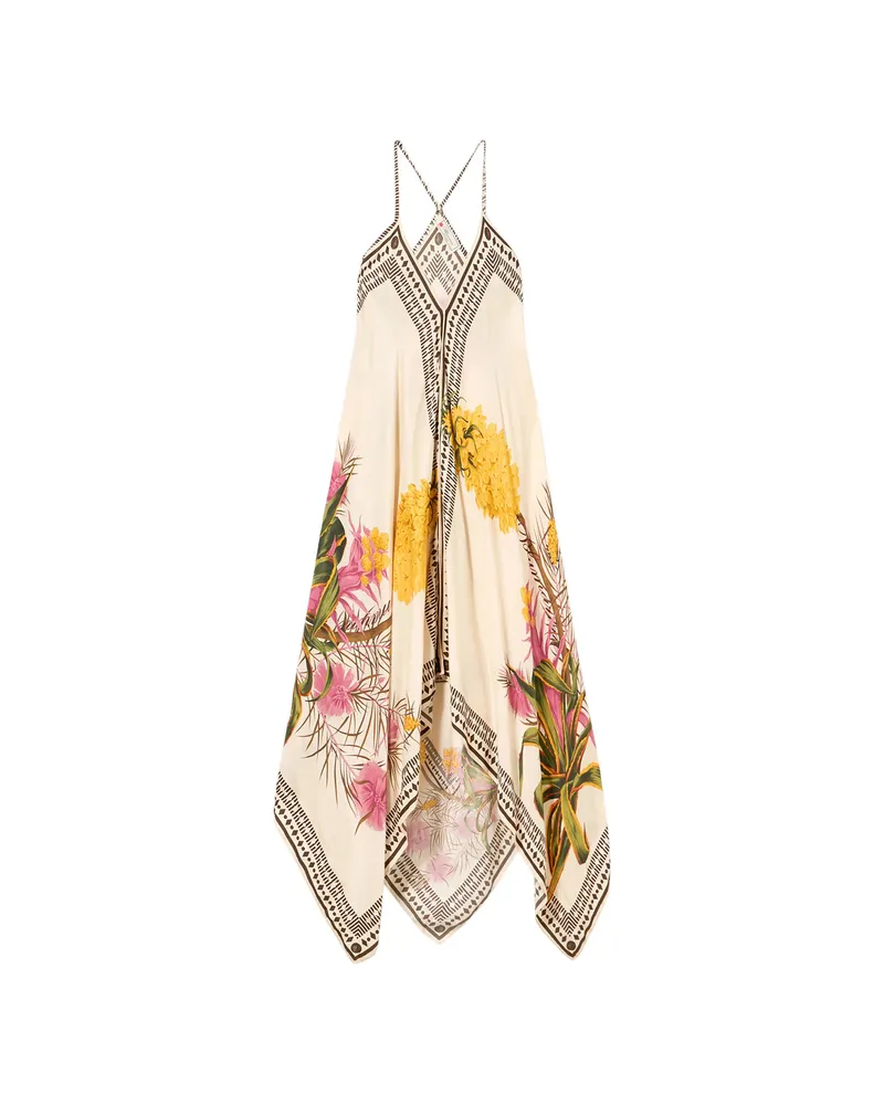 Blumarine Floral Print V-neck Dress Neutrals