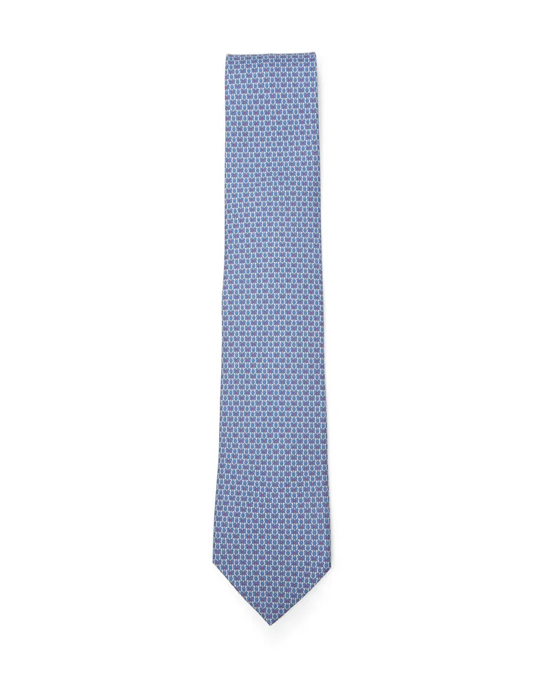 Ferragamo Patterned Tie Blue