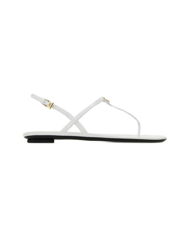 Prada Leather Flat Sandals White