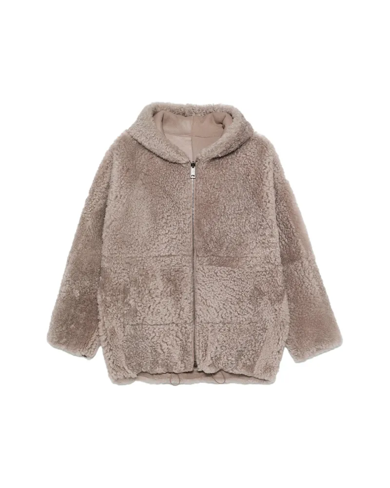Simonetta Ravizza Bart R Reversible Hooded Shearling Jacket Neutrals