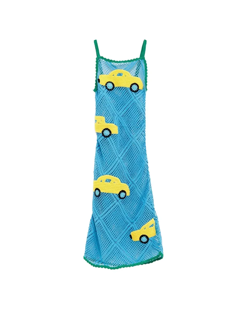 J.W.Anderson Crochet-knit Car-patch Midi Dress Blue