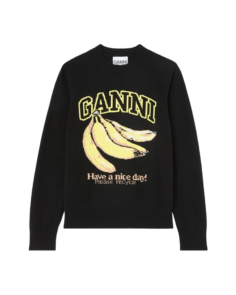 Ganni Sweater With Banana Black