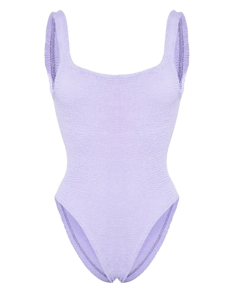 Hunza G Shirred-effect Swimsuit Purple