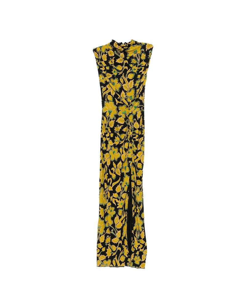 Diane von Furstenberg Apollo Floral-print Ruched Midi Dress Black