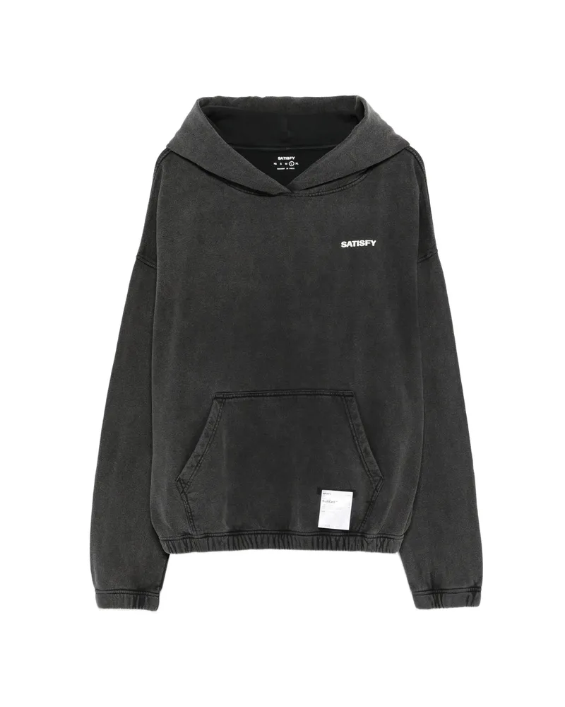 Satisfy Logo-detail Hooded Sweatshirt Grey