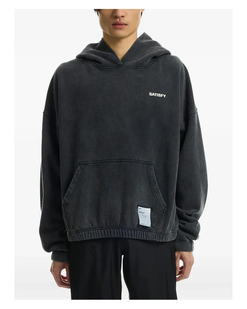 Satisfy Logo-detail Hooded Sweatshirt Grey
