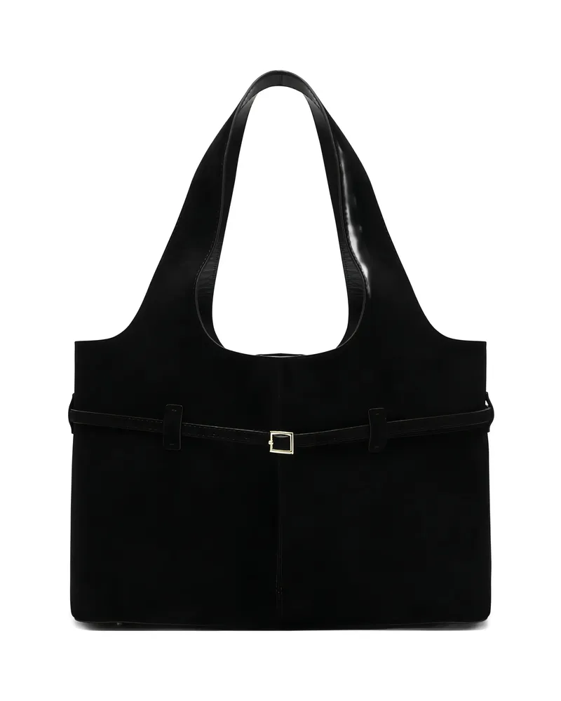 Manu Atelier Cambon Cabas Suede Tote Bag Black