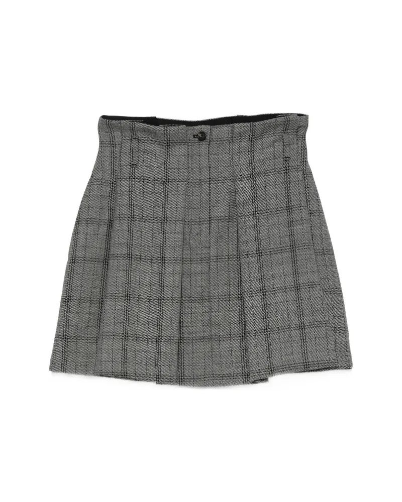 TELA Check-pattern Pleated Mini Skirt Grey