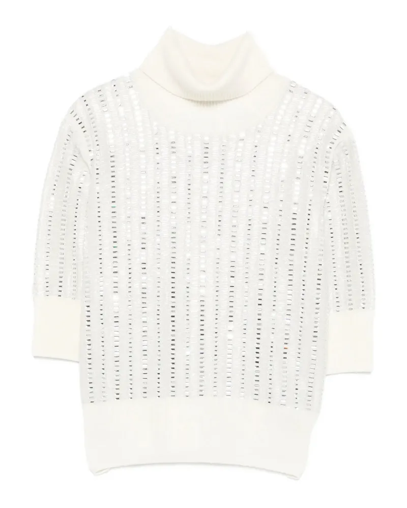 Ermanno Scervino Embellished Turtleneck Top White