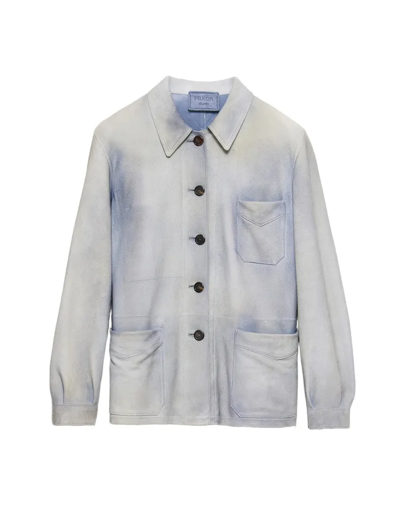 Prada Suede Caban Jacket Blue