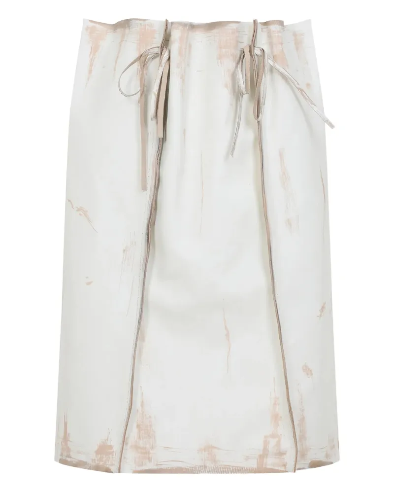 Prada Leather Skirt White