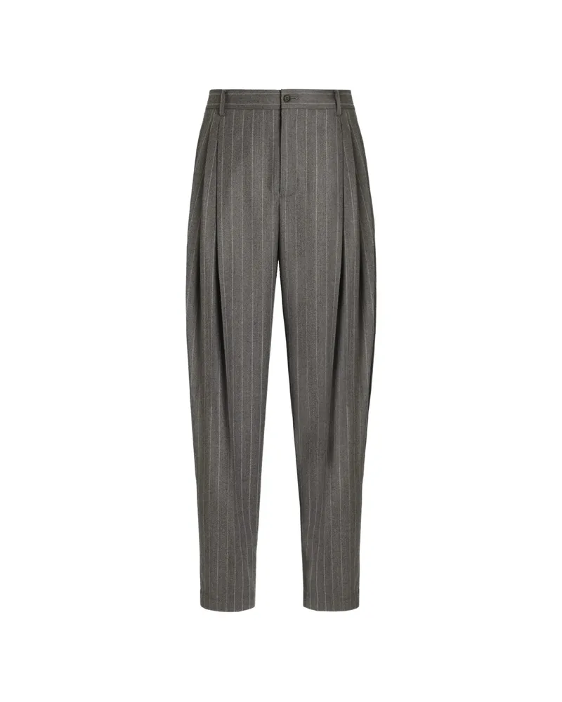 Dolce & Gabbana Pinstripe Virgin-wool Trousers Grey