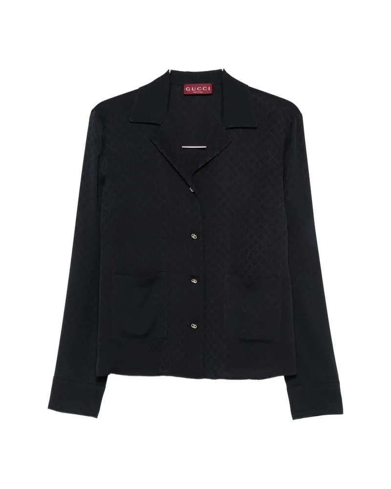 Gucci Diamond-pattern Buttoned Shirt Blue